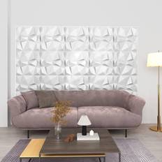 Paneles de Pared vidaXL (diamond white, 48) 48x 3D Wall Panels Origami Grey Self-adhesive Wall Panel Cover Decor