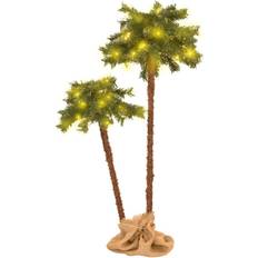 Avec Éclairage Sapins de Noël vidaXL Artificial Double Palm Tree with LEDs 49.2" & 82.7" 125 cm et 210 cm - Vert Sapin de Noël