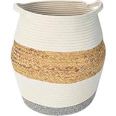 Fibra Cestas Dkd Home Decor Blanco Natural Aluminio Fibra 30 x 30 x 40 cm Cesta 30cm