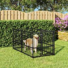 vidaXL Hondenkennel 193,5 x 97 x 100 cm Staal Zwart