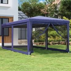 vidaXL Tenda Per Feste Con 6 Pareti Laterali In Rete Blu 3x6 m HDPE