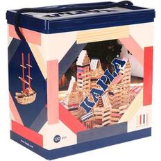 KAPLA-Holzplättchen 120er Box natur, rot, rosa, dunkelblau Pinienholz Baukast