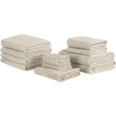 Beige Asciugamani Beliani Set Di 11 Asciugamani In Cotone Beige Areora Asciugamano Beige