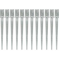 VidaXL Husnumre vidaXL Jordpløkker 7 x 7 x 75 cm Galvaniseret Stål Sølvfarvet 12 stk