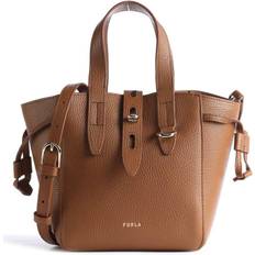 Furla Totes & Shopping Bags Furla Net mini brown leather handbag with long strap, Brown