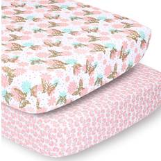 Gold Sheets The Peanutshell Fitted Crib Sheets 2-Pack Butterfly Floral