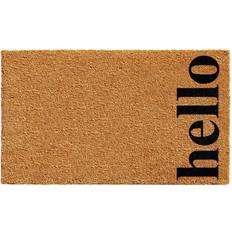 White Entrance Mats Calloway Mills Vertical Hello X 36" Coir In Natural/black Black, White, Natural