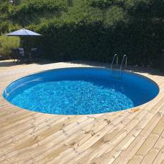 Nedgrävd rund pool Planet Pool Stålväggspool Premium, rund, 3,5x1,5m, inbyggd, L:Carrara 0