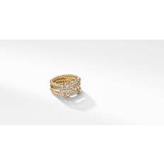 Jewelry David Yurman Petite Helena Three Row Ring with 18K and Diamonds in Diamond/Silver, Diamond/