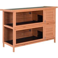 Pawhut 54" 2-Story Rabbit Hutch Bunny Cage Wooden Pet House Large