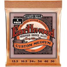 Ernie Ball Earthwood Custom Med Phosphor Bronze Acoustic Strings 3 Pack 12.5-56