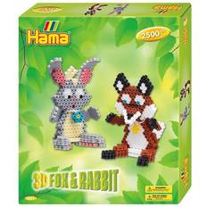 Ræve Perler Hama Beads Midi - Gaveæske Ræv og Kanin 3D