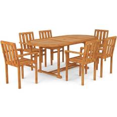 Teck Ensembles repas de patio vidaXL 3059612 Ensemble repas de patio, 1 Table incluse 6 Chaises