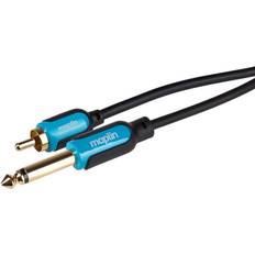 2 in 1 pole Maplin 6.35mm 1/4" Mono 2 Pole RCA Phono Cable