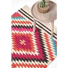 Homescapes Manila Diamond Patterned Kilim Orange, Pink, Blue, White, Black
