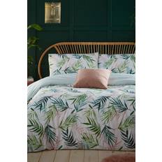 White Duvet Covers Furn Bali Palm Botanical Reversible Duvet Cover White, Green, Pink