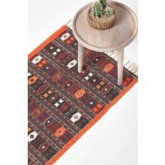 Orange Carpets Homescapes Cotton Kilim Printed Orange, Multicolour, Brown, Black
