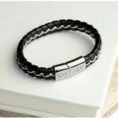 Personalised Men's Metal Detailed Leather Bracelet