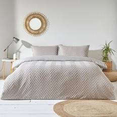 The Linen Yard The Linen Yard Stone Chevron Tuft Duvet Cover Beige, Grey