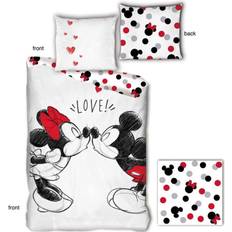 Disney Ensembles de lit Disney Parure De Lit Réversible Mickey Et Minnie Qui S'embrassent - Love 140 cm x 200 cm