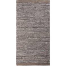 Rug Solid Alfombra Leather 65x135 cm Wood (Marrón) Marrón cm