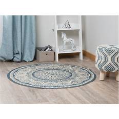 Carpets & Rugs Beliani Round Jute Area Blue, Beige cm