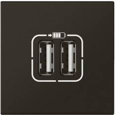 Legrand Mosaic USB lader 2 x type A 2.4A 12W 2M sort
