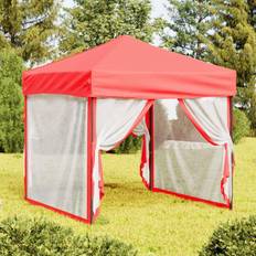 vidaXL Folding Party Tent with Sidewalls Red 2x2