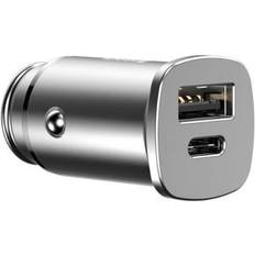 Biloplader usb c Baseus PPS USB-C/USB-A biloplader 30W Sølv