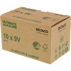 Batterier 9v alkaline Deltaco Ultimate Alkaline 9V-batteri, 10-pack (Bulk)