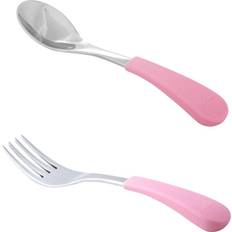 Pink Kids Cutlery Avanchy Stainless Steel Baby Spoon and Fork Set (Color: Pink)