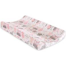 Levtex Baby Night Owl Velour Changing Pad Cover In Pink/grey grey Changing Pad Cover