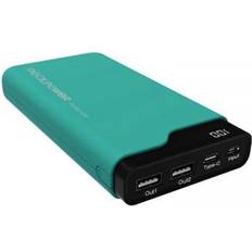 Powerbank 15000 RealPower PB-15000C, 15000 mAh, Sort, Grøn