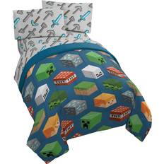 Minecraft Game Isometric Full Bed Set Blue/Green/Gray