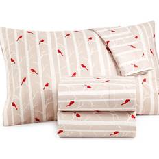 Red Bed Sheets Micro Flannel Printed Cardinal California King Set Taupe/red Bed Sheet Gray, Beige, Brown, Red