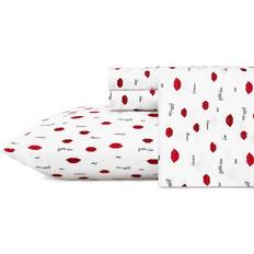 Betsey Johnson Love Lips Queen Set Dark Red Red Bed Sheet Red (259.08x167.64cm)