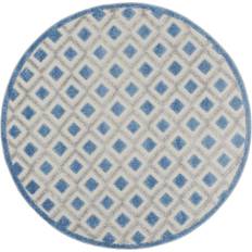 Blue - Round Carpets Nourison Decorators Collection Aloha Blue/Grey Blue, Gray