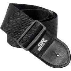 Guitar Strap 2 Inch Black With Synthetic Leather Ends, made of a smooth nylon Stage Right Series