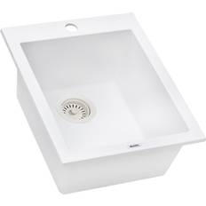 White Kitchen Sinks Ruvati EpiGranite RVG1016WH 16 Drop-in Topmount