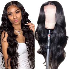 20 inch hair extensions IUPin 4x4 Body Wave Lace Closure Human Hair Wigs 20 inch Natural Black