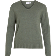 Vila Ril V-Neck Knitted Pullover - Laurel Wreath