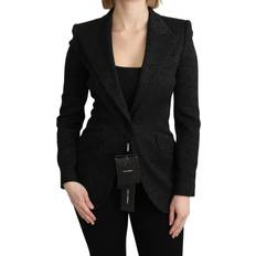 Dolce & Gabbana Black Brocade Single Breasted Blazer Women's Jacket