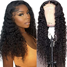 Wigs 4x4 Firieya 4X4 Deep Wave Lace Front Wigs 18 Inch Natural Black