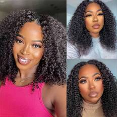 Kinky curly Domiso Kinky Curly V part Wig 16 inch Natural Black