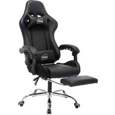 Leather Gaming Racing Recliner Chair With Footrest - Black