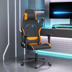 vidaXL Silla gaming de masaje tela negro y naranja Naranja