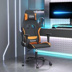 vidaXL Silla Gaming De Masaje Tela Negro Y Naranja