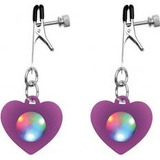 Lilla Brystklemmer Sexlegetøj XR Brands Silicone Light Up Heart Nipple Clamps