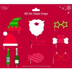 Christmas Photo Props, Party Hats & Sashes Eurowrap Christmas Photobooth Props Set (Pack of 10)