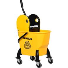 Yellow Buckets Homcom 26L Mop Bucket & Water Wringer 4 Wheels Body